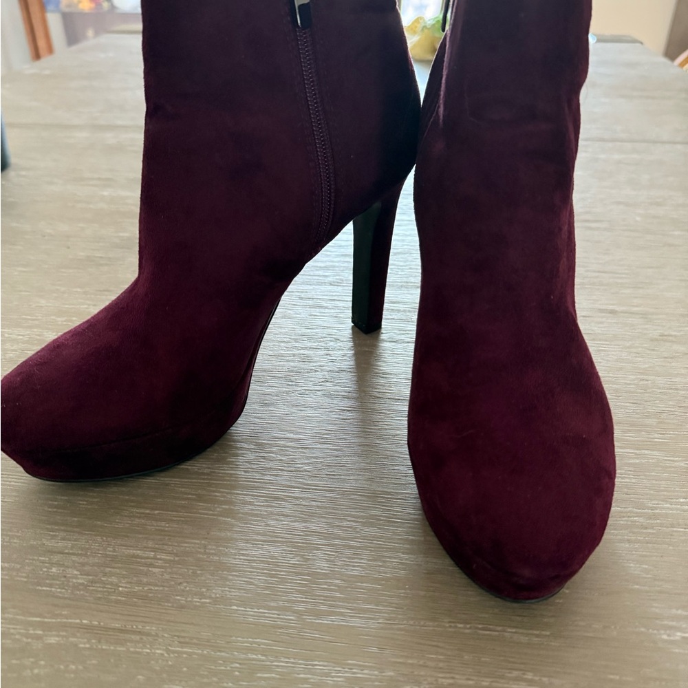Nine West Suede Burgundy Ankle Boots